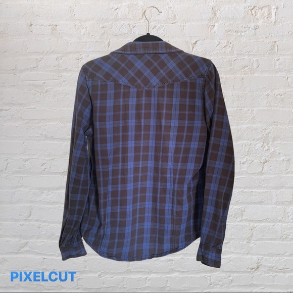 Blue & Black Faded Checkered Shirt - Picture 2 of 4